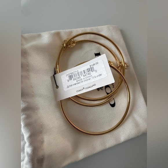 Coach Gold Bangle charm Bracelet Set of 3 - Picture 3 of 3